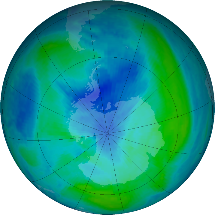 Antarctic ozone map for 27 February 2001